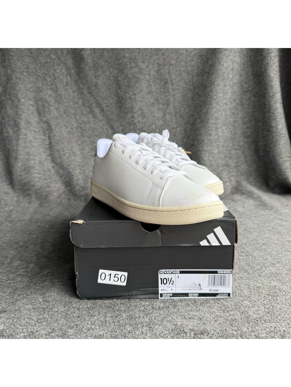Adidas Advantage Shoes Womens Size 10.5 White Leopard Heel Sneakers GW4850